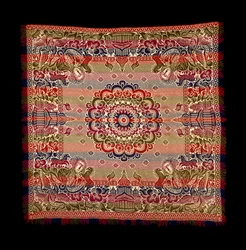 Doppelgewebte Tagesdecke, hergestellt von Lancaster Carpet, Coverlet, Quilt und Yarn Manufacturing, 1869